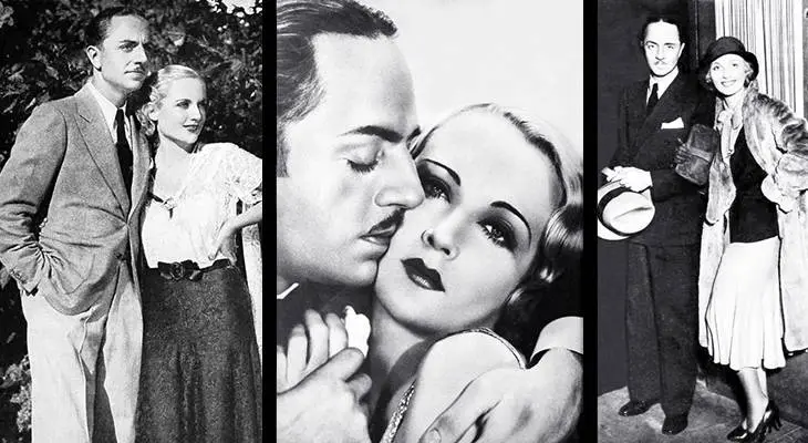carole lombard, american actress, film star, 1930s, classic films, william powell, actor, wedding, celebrity couples, 1931, movies, man of the world, ladies man,&nbsp;