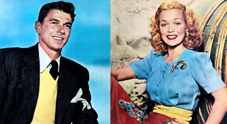 ronald reagan, american actor, movie stars, actress, jane wyman, celebrity couples, 1940s films, costars, brother rat, brother rat and a baby, an angel in texas, tugboat annie sails again, its a great feeling