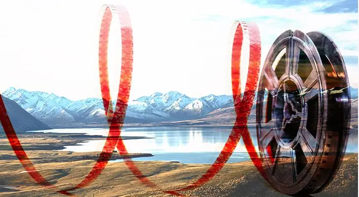 lake tekapo, new zealand, travel, vacation, mountains, movie reel, filming movies, cinema